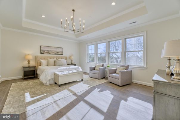 Bedroom, Interior, Pendant Lights, Recessed Lighting, Wood Texture Flooring
