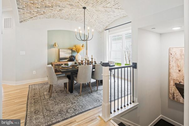 Chandelier, Dining room, Interior, Recessed Lighting, Wood Texture Flooring