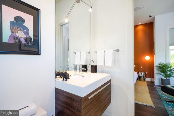 Bathroom, Interior, Recessed Lighting, Wood Texture Flooring