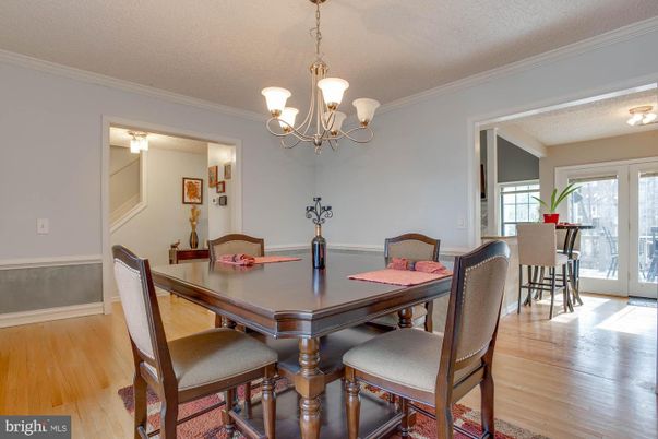 Chandelier, Dining room, Interior, Wood Texture Flooring