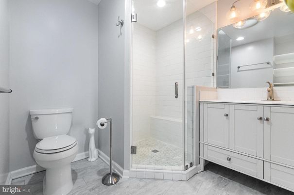 Bathroom, Glass Shower, Interior, Marble, Recessed Lighting