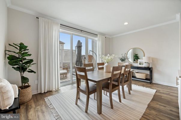 Dining room, Interior, Recessed Lighting, Wood Texture Flooring