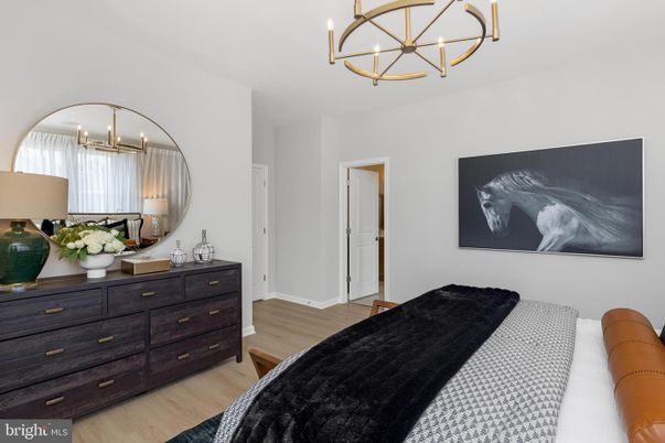 Bedroom, Chandelier, Interior, Pendant Lights, Wood Texture Flooring