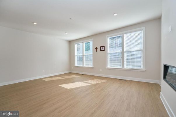 Empty room, Fireplace, Interior, Recessed Lighting, Wood Texture Flooring