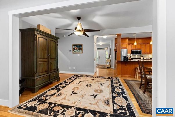Interior, Kitchen, Pendant Lights, Stainless Steel Appliances, Wood Texture Flooring
