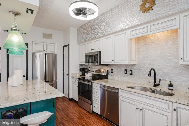 Interior, Kitchen, Stainless Steel Appliances, Wood Texture Flooring