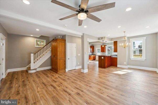 Chandelier, Interior, Kitchen, Recessed Lighting, Wood Texture Flooring