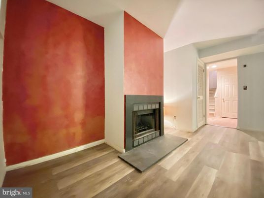 Empty room, Fireplace, Interior, Recessed Lighting, Wood Texture Flooring