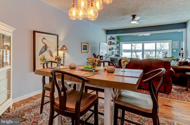 Chandelier, Dining room, Interior, Wood Texture Flooring