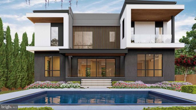 Exterior, Facade, Pool, Modern