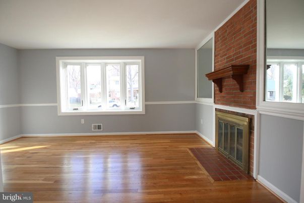 Empty room, Fireplace, Interior, Stone Walls, Wood Texture Flooring