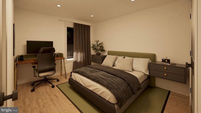 Bedroom, Home Office, Interior, Recessed Lighting, Wood Texture Flooring