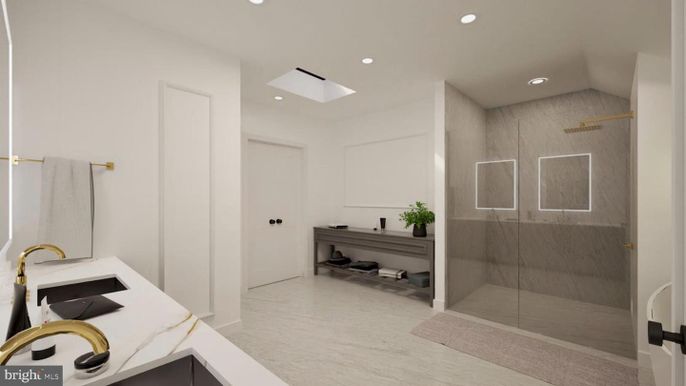 Bathroom, Glass Shower, Interior, Recessed Lighting
