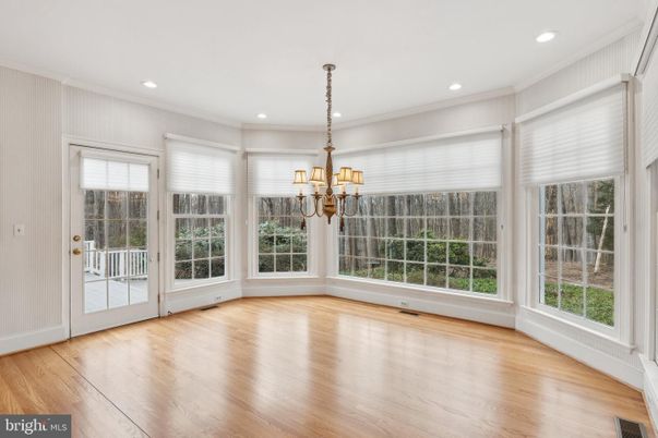Chandelier, Empty room, Interior, Recessed Lighting, Wood Texture Flooring