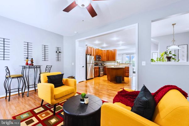 Dining room, Interior, Kitchen, Living room, Pendant Lights, Stainless Steel Appliances, Wood Texture Flooring