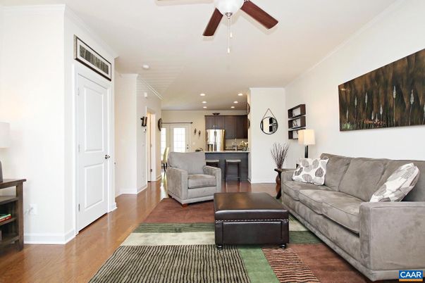Interior, Kitchen, Living room, Recessed Lighting, Stainless Steel Appliances, Wood Texture Flooring