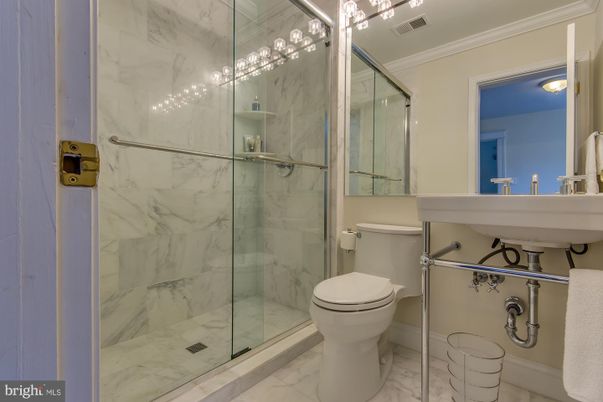 Bathroom, Glass Shower, Interior, Marble, Marble Walls