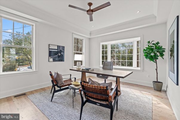 Home Office, Interior, Recessed Lighting, Wood Texture Flooring