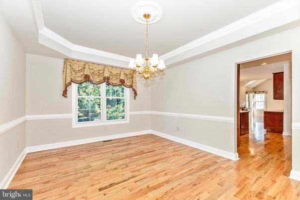 Chandelier, Empty room, Interior, Recessed Lighting, Wood Texture Flooring