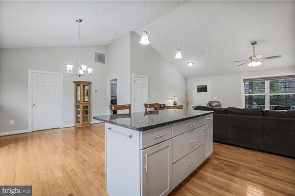 Chandelier, Interior, Kitchen, Living room, Pendant Lights, Recessed Lighting, Wood Texture Flooring