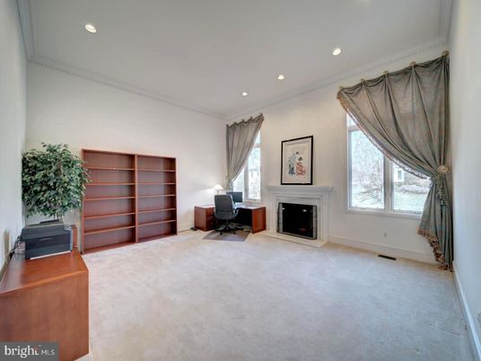 Fireplace, Home Office, Interior, Recessed Lighting