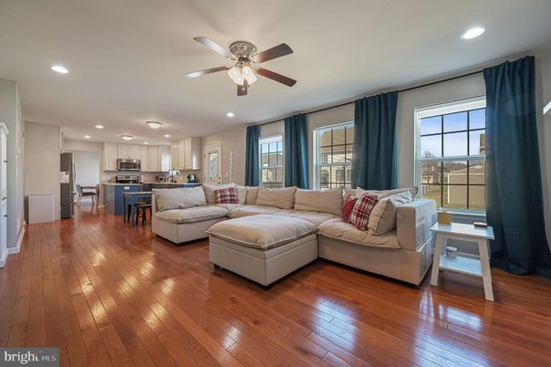 Interior, Kitchen, Living room, Recessed Lighting, Stainless Steel Appliances, Wood Texture Flooring