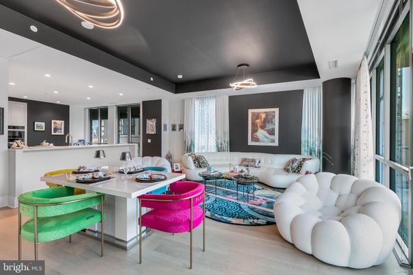 Interior, Living room, Pendant Lights, Recessed Lighting, Wood Texture Flooring