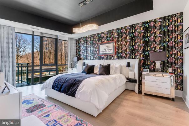 Bedroom, Interior, Pendant Lights, Wood Texture Flooring