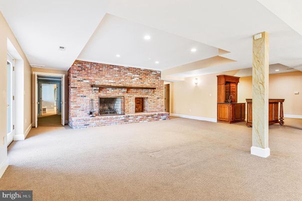 Bedroom, Fireplace, Interior, Recessed Lighting, Stone Walls