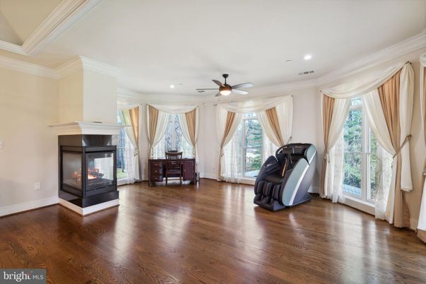 Fireplace, Interior, Recessed Lighting, Wood Texture Flooring