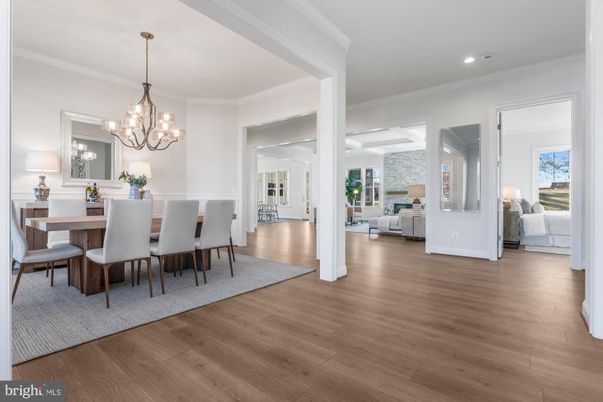 Chandelier, Dining room, Interior, Living room, Recessed Lighting, Wood Texture Flooring