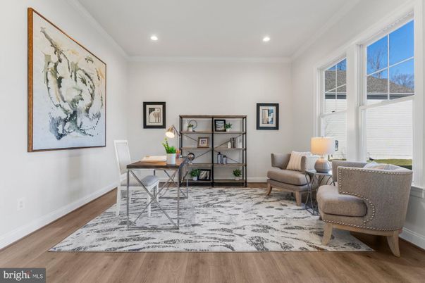 Home Office, Interior, Recessed Lighting, Wood Texture Flooring