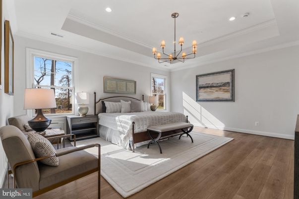 Bedroom, Interior, Pendant Lights, Recessed Lighting, Wood Texture Flooring