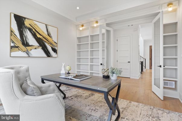Home Office, Interior, Recessed Lighting, Wood Texture Flooring
