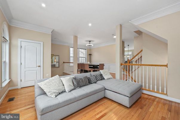 Dining room, Interior, Living room, Pendant Lights, Recessed Lighting, Wood Texture Flooring