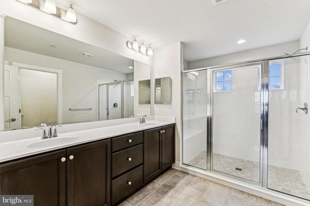 Bathroom, Dual Sink Vanities, Glass Shower, Interior, Recessed Lighting