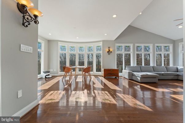 Dining room, Interior, Living room, Recessed Lighting, Wood Texture Flooring
