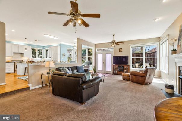 Fireplace, Interior, Kitchen, Living room, Pendant Lights, Recessed Lighting
