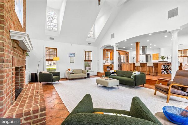 Fireplace, Interior, Kitchen, Living room, Recessed Lighting