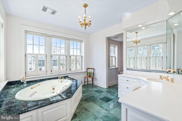 Bathroom, Chandelier, Dual Sink Vanities, Interior, Recessed Lighting