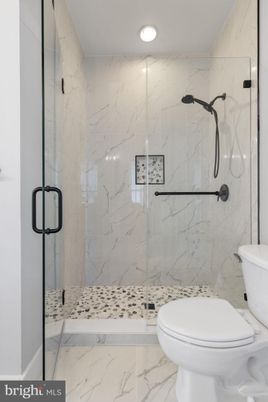 Bathroom, Glass Shower, Interior, Marble, Marble Walls, Recessed Lighting