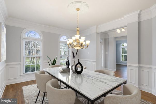 Chandelier, Dining room, Interior, Wood Texture Flooring