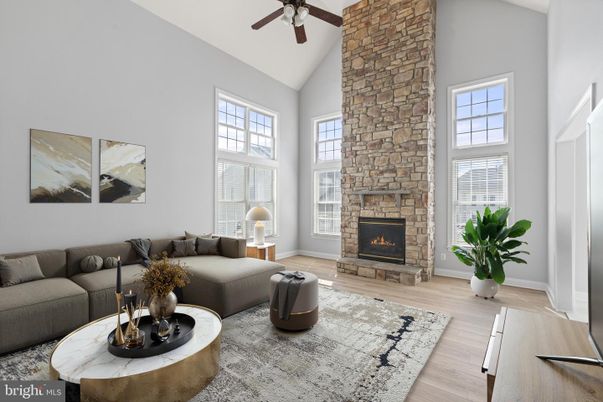 Fireplace, Interior, Living room, Stone Walls, Wood Texture Flooring