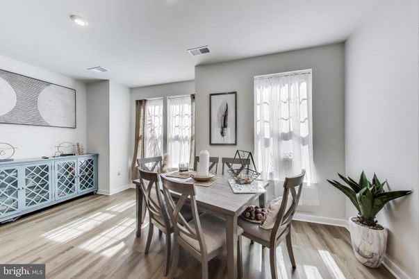 Dining room, Interior, Recessed Lighting, Wood Texture Flooring