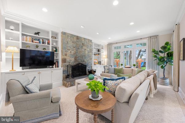 Fireplace, Interior, Living room, Recessed Lighting, Stone Walls