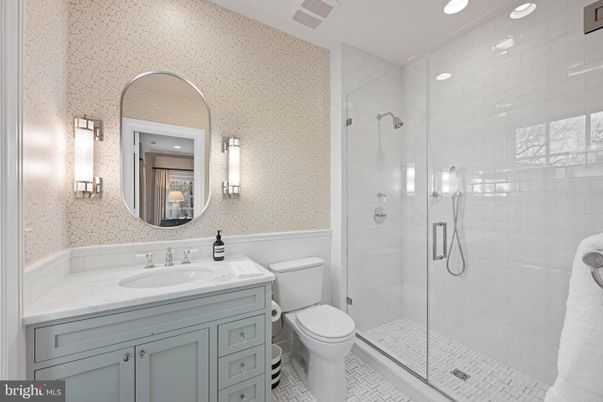 Bathroom, Glass Shower, Interior, Recessed Lighting