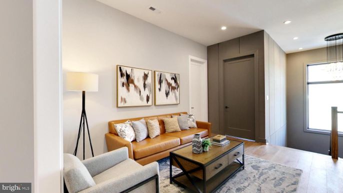 Interior, Living room, Pendant Lights, Recessed Lighting, Wood Texture Flooring