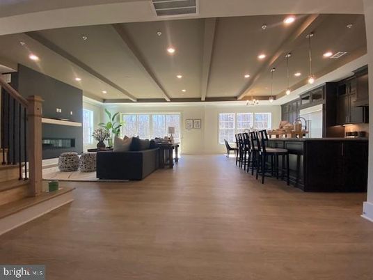 Dining room, Interior, Kitchen, Living room, Pendant Lights, Recessed Lighting, Wood Texture Flooring
