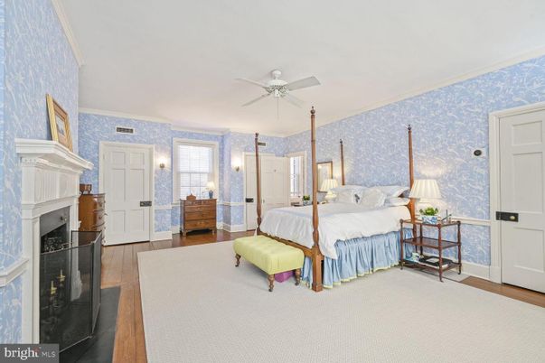 Bedroom, Fireplace, Interior, Wood Texture Flooring