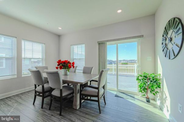 Dining room, Interior, Recessed Lighting, Wood Texture Flooring